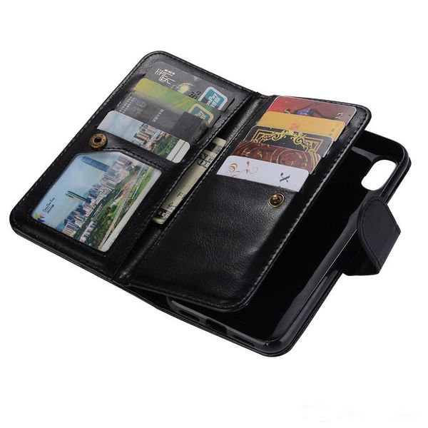 

for iphone xs max xr 8 7 6s 6 plus luxury magnetic 2 in1 detachable wallet cards slot leather phone cover for samsung s10 s9 s8 s7 note 9 8
