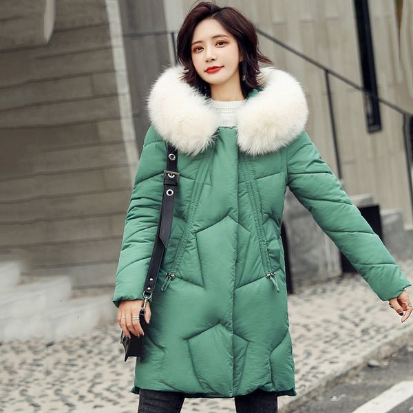 

2019 new arrival winter jas women thicken fur hooded runner jas lange parka chaqueta mujer invierno, Black