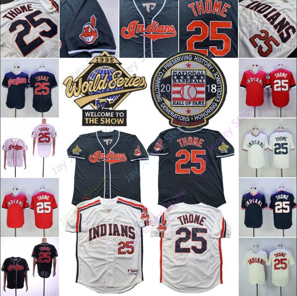 

Jim Thome Jersey Indians 1995 World Series Cleveland Baseball 25 Jerseys 2018 Baseball HOF Patch Home Away
