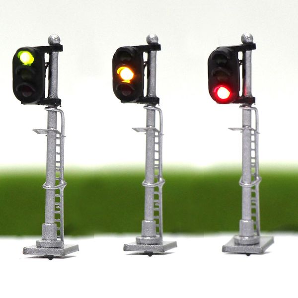 

jtd1503 3pcs model traffic light singal model railroad train signals 3-light 2-light block signal 1:150 n scale railway modeling