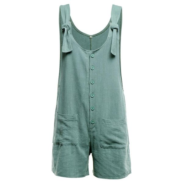 

sorrynam summer beach playsuit women basic casual button pocket jumpsuit linen vintage shift spaghetti-strap rompers macacao#ss, Black;white