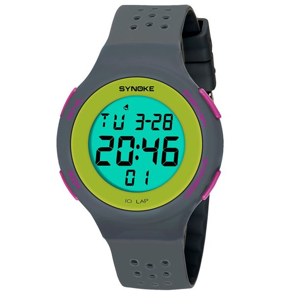 

2019 mens sports clock multi-function 50m waterproof watch led digital double action watch, Slivery;brown