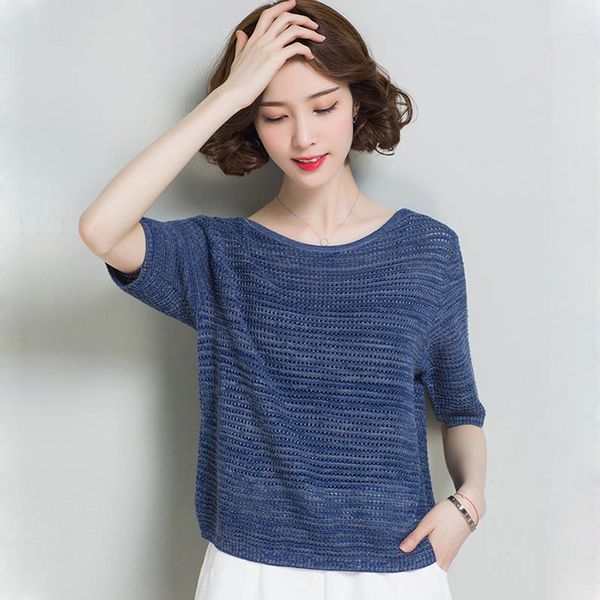 

women's sweaters 2021 summer women mesh pullover fashion air condition short sleeve pull femme hiver elegant ladies knitwear, White;black