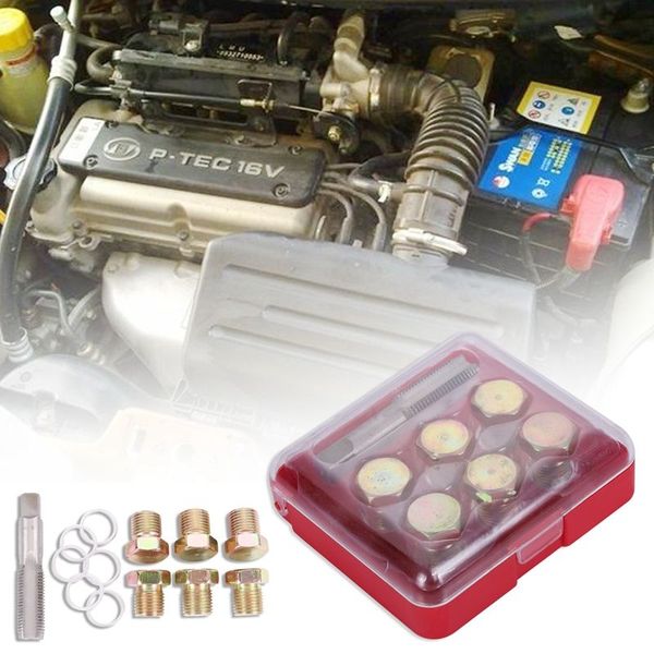 

abss-7 pcs m15x1.5 oil sump pan stripped thread repair tools set automotive drain tool
