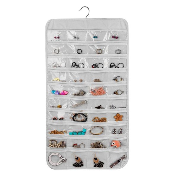 

80 grids jewellery hanging bags double-sided small items household storage bag foldable for wardrobe dressing room