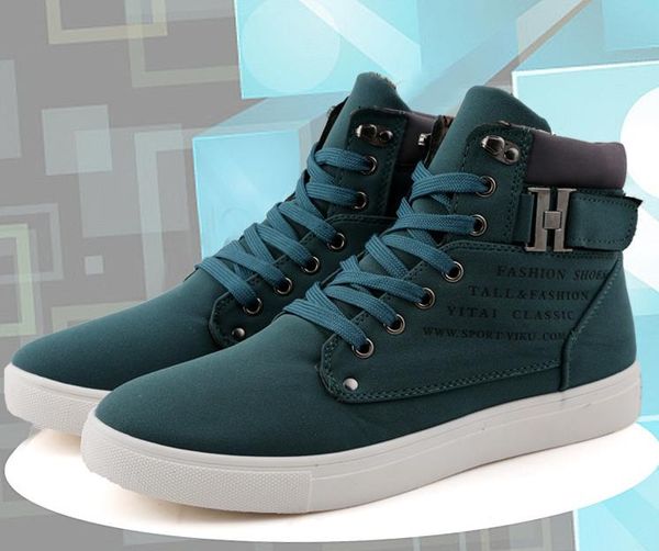 

2019 new men's shoes high to help black green gray brown khaki board shoes retro casual tie men's trend martin boots