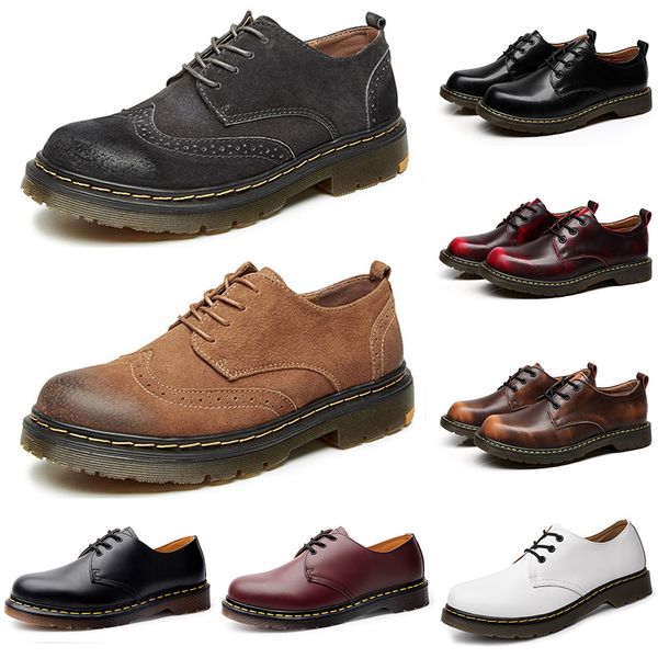 

2020 new designer casual shoes men leather black white blue business fashion platform flat party mens trainers sneaker size 38-45 color14