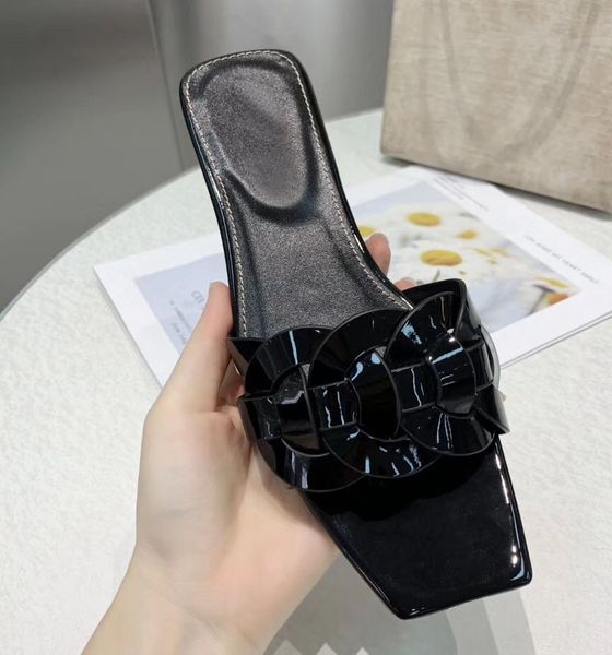 

women genuine leather slippers designer shoes woman sandals female slides flats, Black