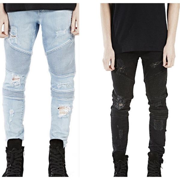 

straight men biker jeans pants fashion hole hip hop denim stretch jeans us size luxury jeans mens designer jean hole funny regular, Blue