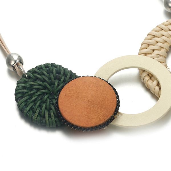 

модные ручной работы бамбук ротанг ткачество ожерелье творческий кулон заявление ожерелье ювелирные изделия подарок женщины аксессуары поста, Golden;silver