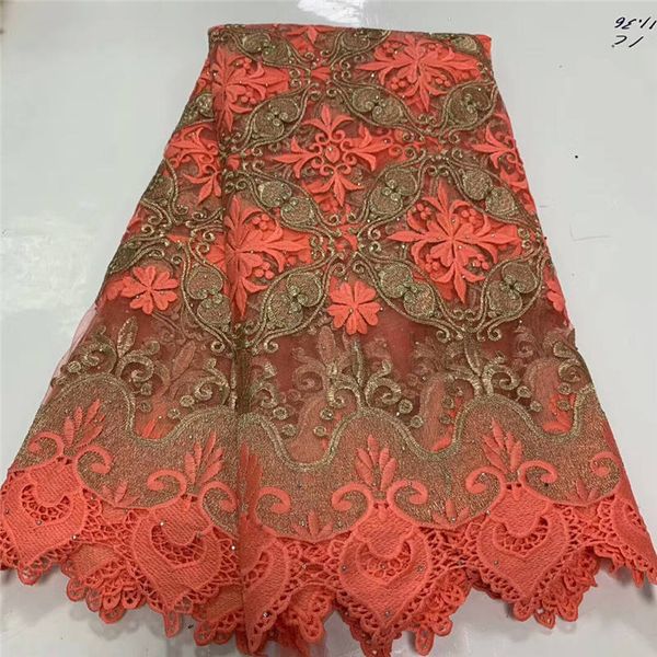 

stone embroidery lace, nigerian lace fabrics, african lace fabric 2020 with flower wine red, gold, white, orange, Black;white