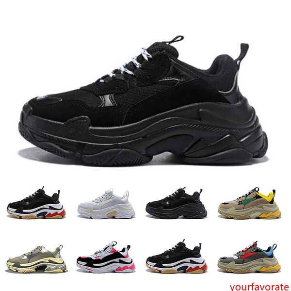 

2019 paris 17fw triple s casual for men women shoes fashion black yellow low old dad sneakers designers walking