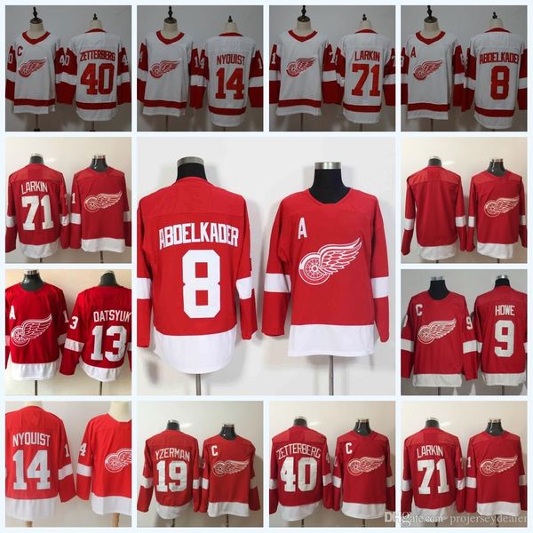 

Detroit Red Wings 71 Larkin 8 Justin Abdelkader 14 Gustav Nyquist 40 Henrik Zetterberg 13 Pavel Datsyuk 19 Steve Yzerman Hockey Jersey