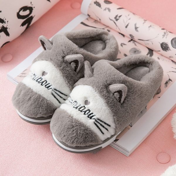

sagace men slippers cat pattern winter home slippers with plush male slipper warm indoor slide shoes zapatos hombre 1128, Black
