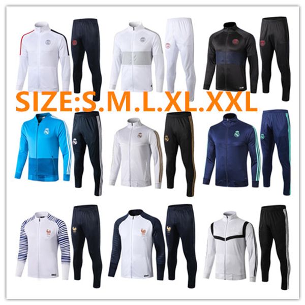 

new psg jacket 19/20 real madrid tracksuit soccer jacket full zipper tracksuit 2019 2020 mbappe griezmann maillot de foot survÃªtement, Black