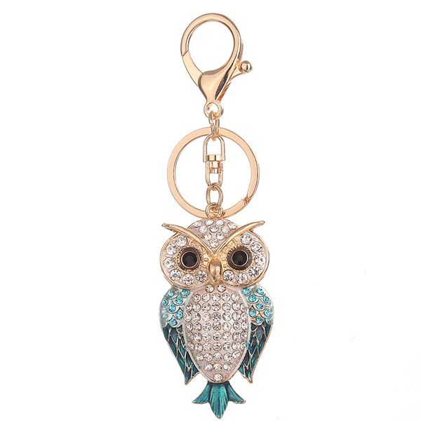 

creative simulation cute owl shape keychain bag lovely rhinestone handbag key holder women girls charm bag accessories 2 colors, Silver