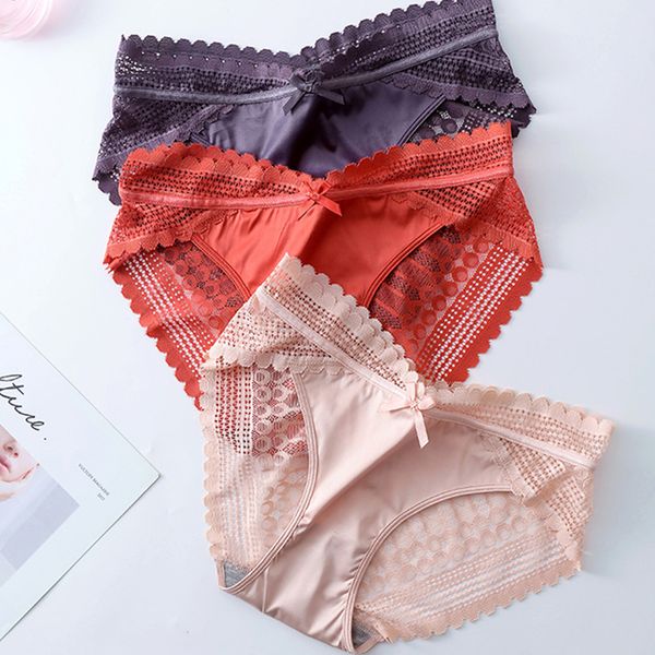 

fashion lace mesh design panties women back hollow out transparent underwear seamless briefs solid lingerie underpants new, Black;white