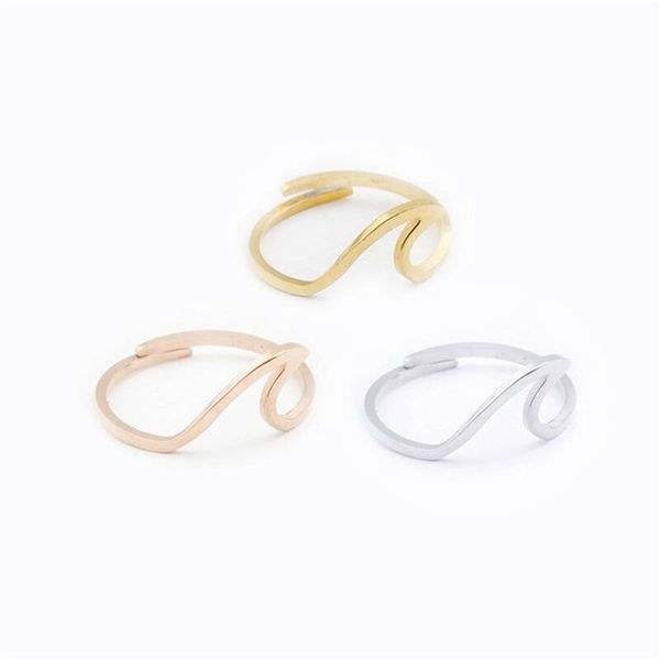 

bague femme stainless steel ocean wave rings for women beach tidal jewellery wedding gifts new rose gold anillos mujer bff, Silver