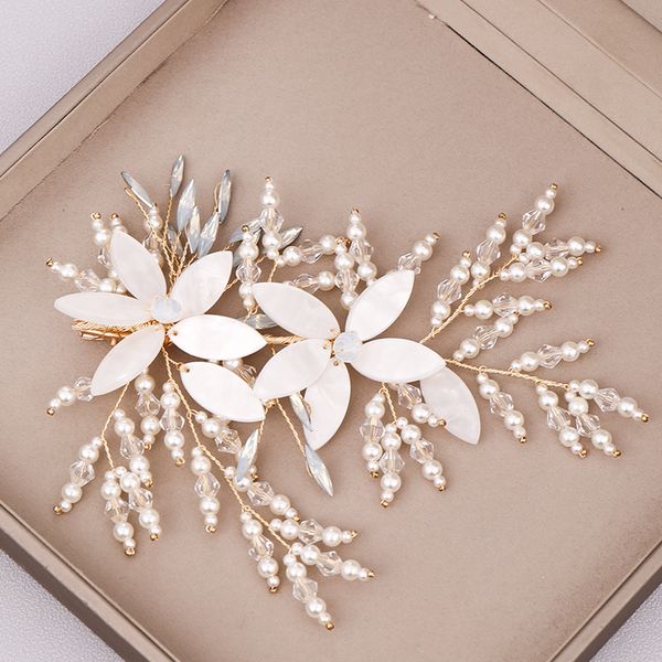 

new arrivel korean style girls handmade crystal pearl beads hair clips berrettes bridal headpiece wedding hair accessories