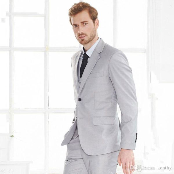 

пользовательские новые бизнес светло-серый мужские костюмы свадебные groom wear человек смокинг 3шт высокого качества зубчатый отворот нежны, Black;gray