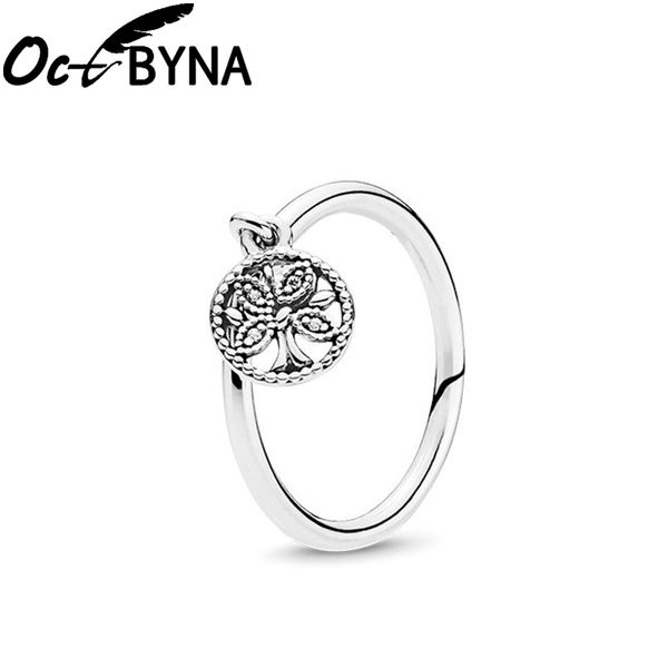 

octbyna fashion tree of life brand ring for women high cuality crystal fingertip ring engagement wedding jewelry dropshipping, Slivery;golden