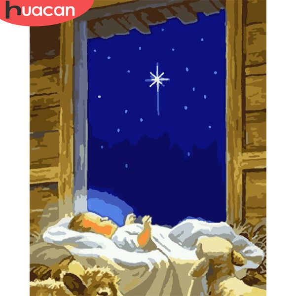 

huacan paint by number baby drawing on canvas handpainted painting art gift diy pictures by number night kits home decor