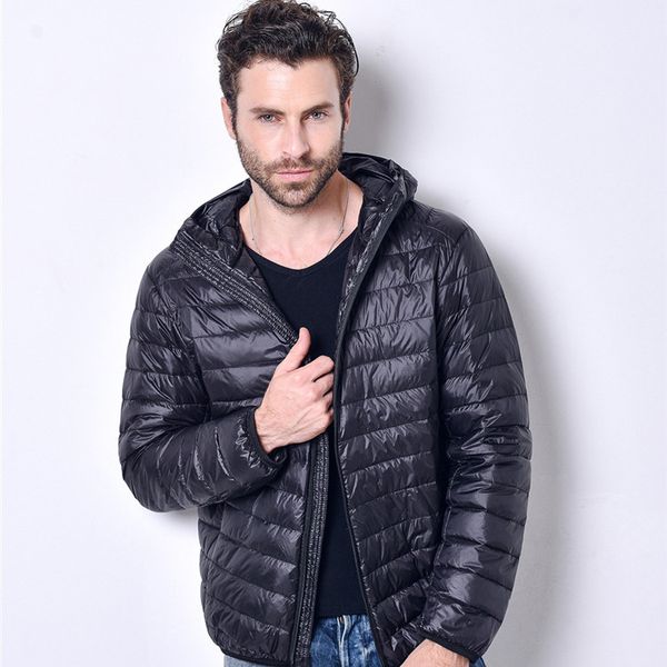 

2020 europe and america autumn and winter light men's down jacket short hooded large down jacket men's coat, Black