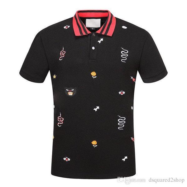 

19ss brands solid cotton polo with embroideries bee kingsnake ufo men polo shirt collar polos mens t shirts clothing shorts poloshirt, White;black