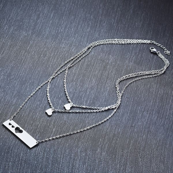 

heart necklace women layered necklace silver stainless steel fashion necklaces pendant jewelry 2019 on the neck woman accesories