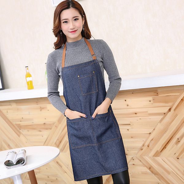 

solid jeans apron distressed pockets cooking convenient pinafores adult