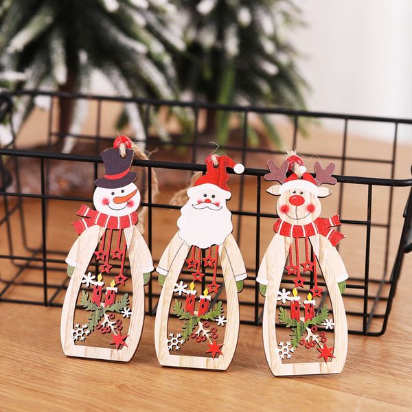 

wood christmas tree hanging pendant xmas party decoration santa claus snowman elk home wall ornaments supplies