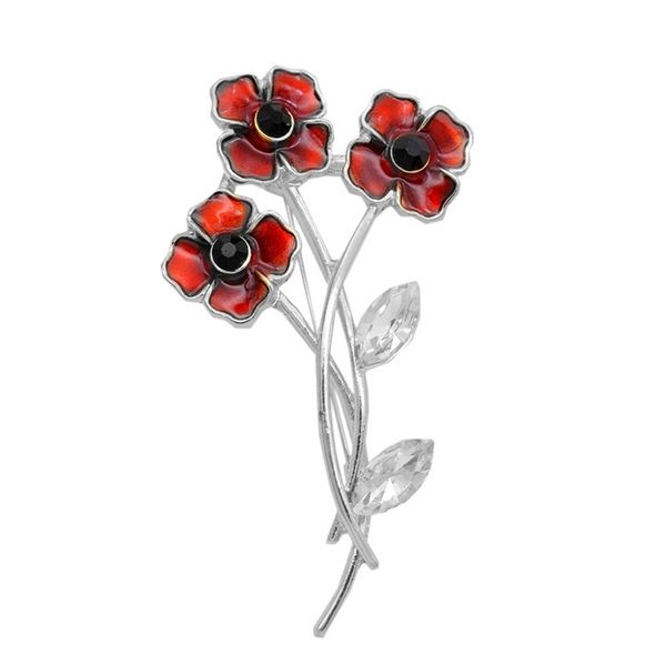 

british commemorative flower brooch jewelry red drip oil brooch for women girl clothes accessories personality, Gray