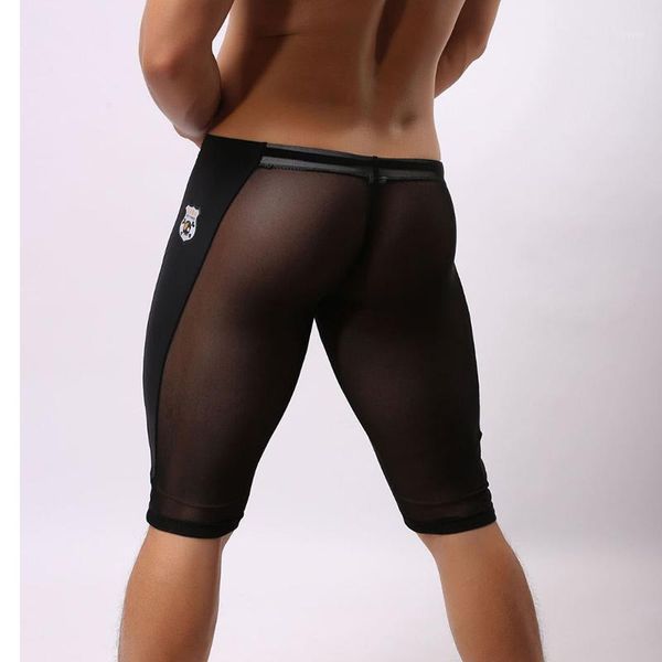 

1 pcs men's mesh shorts lace sheer net transparent underwear fitness trunks nylon shorts brave person black1, Black;white