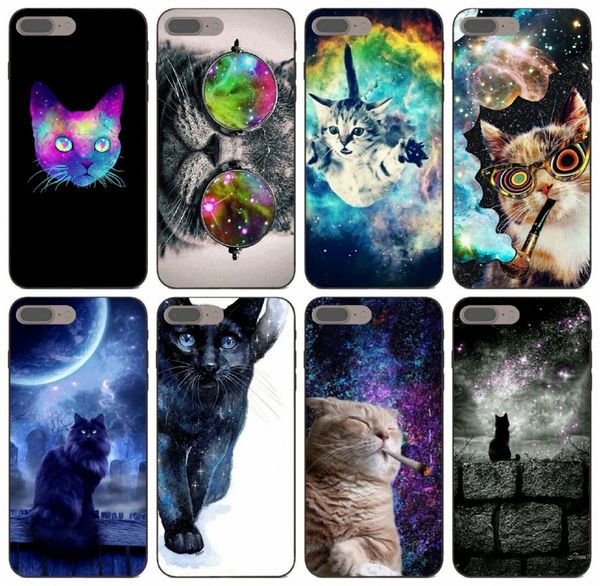 

[tongtrade] nebula space cute cat glasses print case for iphone 11 pro x xs max xr 6s 5s 5c 5 se samsung grand i9082 prime lg k12 cover case