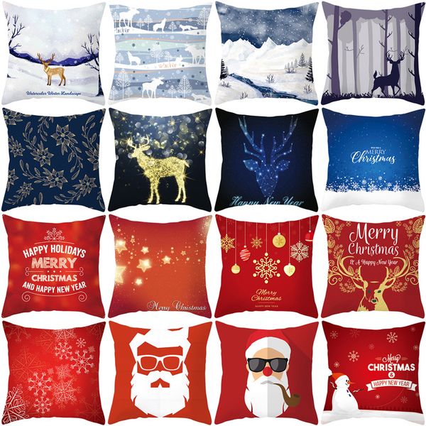 

45*45 merry christmas cushion cover polyester red sofa throw pillow covers home decor chair pillowcase