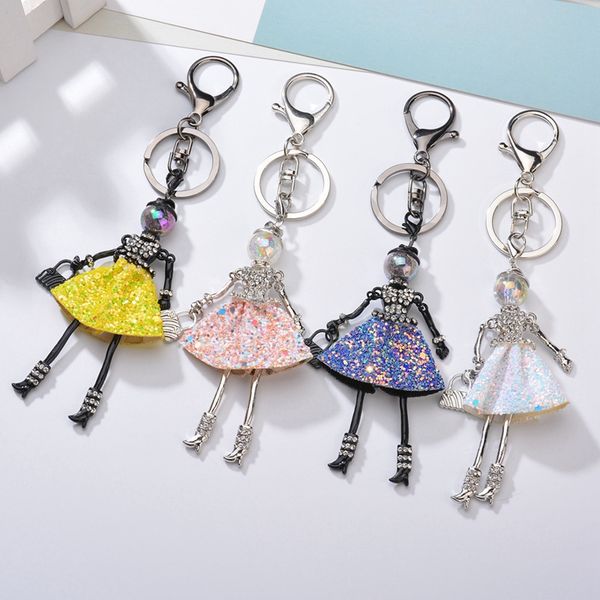 

fashion 1pc skirt doll pendant key chains ethnic girl pendant key rings for women bag car accessory ywbb022, Silver