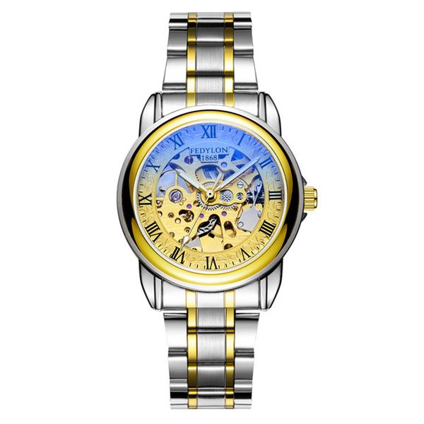 

genuine luxury men automatic mechanical watches fashion designer watch stainless steel wristwatches for man clock gifts, Slivery;brown