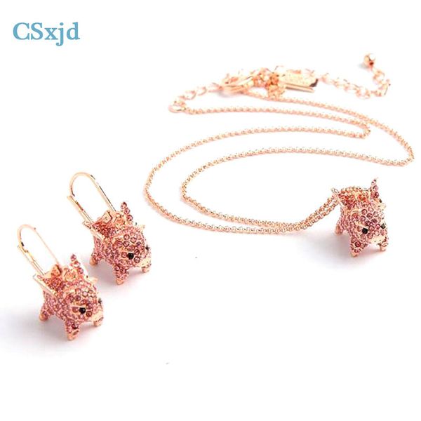 

csxjd copper cute mini flying pig necklace rhinestones luxury women fashion necklace jewelry, Silver