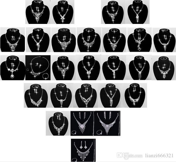 

fashion wedding jewelry set925 silver crystal rhinestone cz necklace earrings rings bracelets sets bridal jewelry set 1435, Slivery;golden