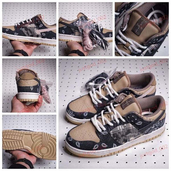 

xshfbcl 2020 travis x scotts sb dunk low running shoes black parachute beige petra brown black athletic skateboarding sports