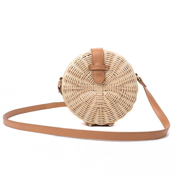 

auau-women straw bag bohemian bali rattan beach handbag small circle lady vintage crossbody handmade kintted shoulder bags