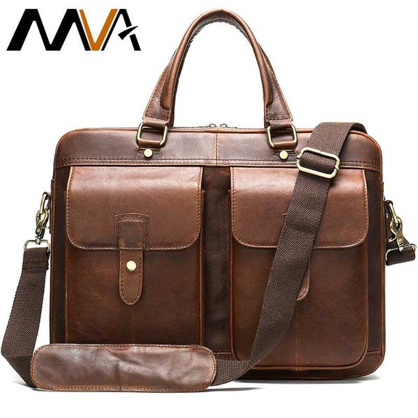 

mva men's briefcase genuine leather lapbag men's office bag for men leather handbag business briefcase man computer bags