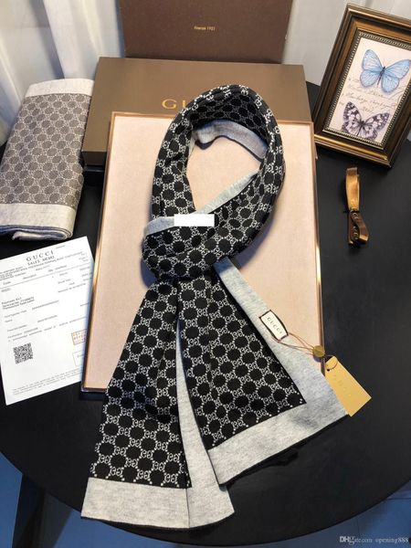 

wholesale autumn and winter men's luxury high-grade cashmere wool scarf letter pattern design shawl warm scarf size 180x30cm echarpe ho, Blue;gray