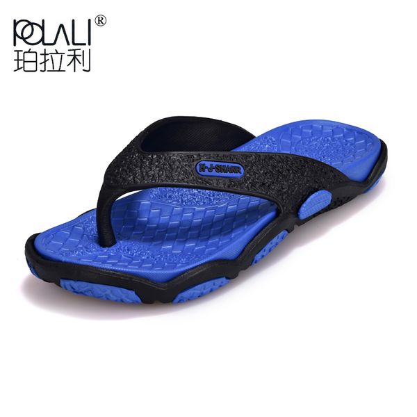 

polali 2019 mens flip flops summer men's new style rubber soft shoes outdoor beach men's slippers massage men water footwear, Black
