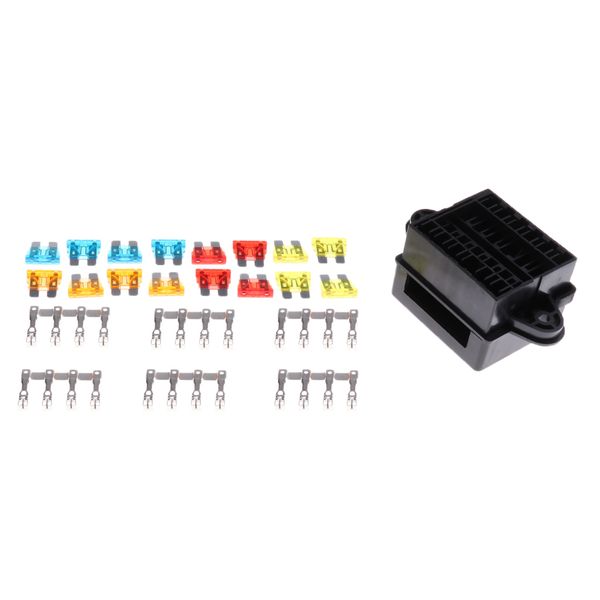 

car electric 12 loop road medium relay fuse box holder socket with terminals