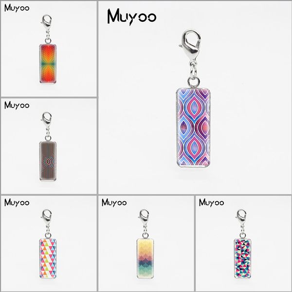 

wholesale cool geometric patterns fantastic geometry design rectangle charms with lobster buckle hand craft pendants jewelry, Bronze;silver