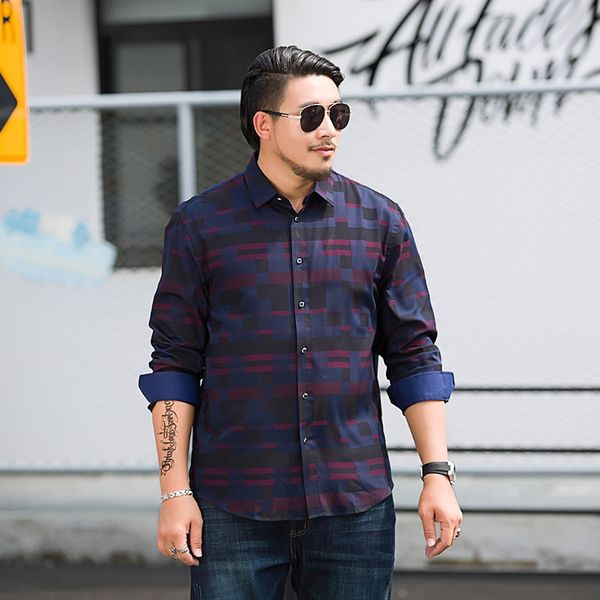 

plus fat plus size autumn long sleeve male leisure shirt loose fat popular backing shirt business leisure spuer, White;black