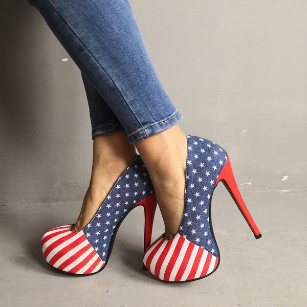

kolnoo handmade new arrival womens pumps stars-flags slip-on party prom dress shoes platform bfcm fashion evening court shoes d307, Black
