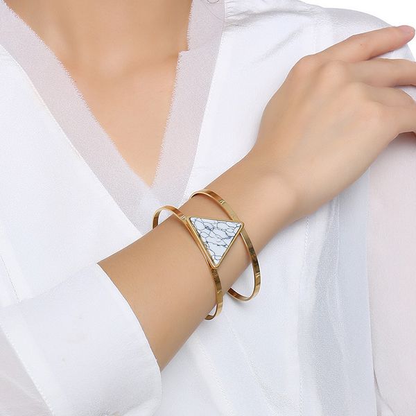 

women's nail cuff bracelet titanium steel fashion bracelet jewelry stainless steel titanium white white pin vb953, Golden;silver