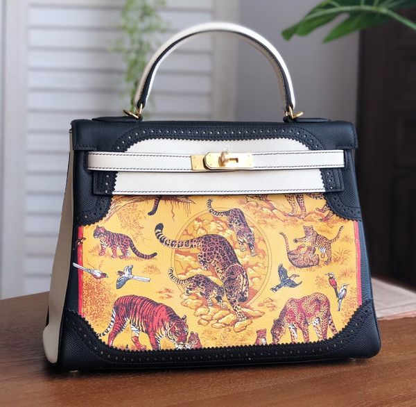 

factory wholesale original design graffiti keily purse 32cm handmade with wax thread,fast delivery by dhl or ems
